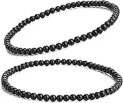 [Apocalyptic-K] Black Tourmaline Anklet, 4 mm, Pack of 2, 9.45 Inches, Eine Grösse, tourmaline, Tourmaline