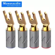 4PCS 99.998% Pure Copper Plug Y Spade Connectors Cable Terminal for Speaker Wire
