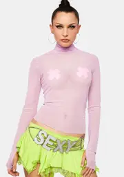 [AFRM] Orchid Zadie Mesh Turtleneck Top