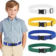 [Coubeau] Kids Elastic Belt Black Plastic Buckle No Hole Adjustable Elastic Design Golf Sports Belt Suitable for Boys and Girls (3-10 Years Old)