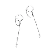 ANYCO Fashion Earrings Silver 925 Sterling Tassel Chain Square Zircon Ear Buckle for Women Jewelry Accessories