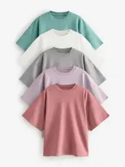 Multi 100% Cotton Boxy Short Sleeve T-Shirts 5 Pack (E60031) | $108