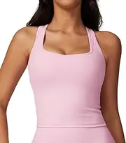 [TianheInnove] Women's Brushed Back-Trim Fitness Tank,Supportive Workout Top for Hot Yoga,Trail Running