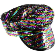 Rainbow Sequin Military Hat
