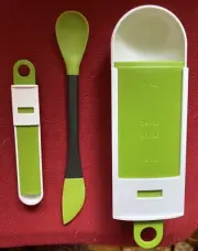 Kuhn Rikon • Adjustable • Measuring Tool Set • Green • W/ Mini Spatula/Spoon NEW
