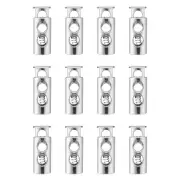 20pcs Metal Cord Locks, Double Hole Toggle Stopper Spring Cord Stops, Gray