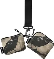 [XYMZR] Mini Zip Around Wristlet keychain Wallet Crow Gothic Branch for Women Personalized Pattern Detachable Dual Pouch Wristlet Portable Wallet Phone Coin Purse, Multi-colored, One Size