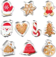 Christmas Cookie Cutters 10 PCS, 3'' to 3.5'', Santa Face, Gingerbread Man, Hous