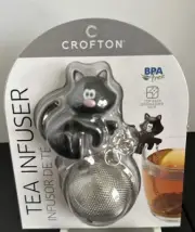 Crofton Meow Black Cat Tea Infuser Stainless Steel Steep Brew Steeper Loose