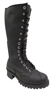 Men's Bear Hollow Size 8 EE Sturgis Motorcycle 17" Tall Logger Boot Black NEW