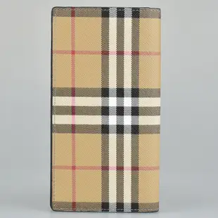 Burberry Vintage格紋對摺8卡長夾(黑x米格紋)