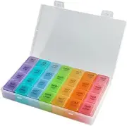 oolong Portable medicine box for household use, 28 compartment medication dispensing box, portable large capacity storage box