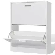 vidaXL Shoe Cabinet with 2 Compartments Wooden White