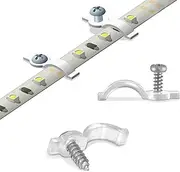 (Ideal for 8mm Wide Waterproof Strip Lights) - Griver 100 Pack Strip Light Mounting Brackets,Fixing Clips,One-Side Fixing,100 Screws Included (Ideal for 8mm Wide Waterproof Strip Lights)