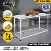 SOGA Stainless Steel Kitchen Work Bench Food Grade Prep Table 120*70*85cm