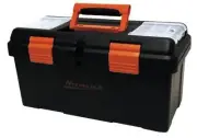 Homak Plastic Tool Box with Tray and Dividers, Black, 19.25 Inches 19-1/4-Inch