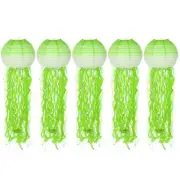 10inch Jellyfish Paper Lanterns, 5Pcs Jellyfish Hanging Lantern, Green