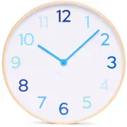 Clocksicle Silent Wood Wall Clock, Multi Blue, 50cm