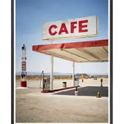 Galrie Retro Desert Cafe and Gas Station Art Photgraphy Print, Black Frame, 50 x 70cm (20 x 28inch)