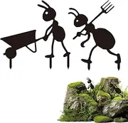 Generic Metal Yard Art Ornaments | 2X Potted Plants Decorative Insert Metal Ant Ornaments - Garden Stake Decor