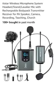 UHF Wireless Microphone System Headset Mic/Stand Mic/Lavalier Lapel Mic with ...