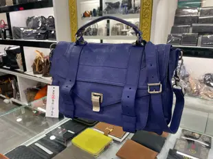 ㊣東區正精品㊣Proenza Schouler PS1 C1 藍紫色全皮銀釦釦式翻蓋手提包斜背包兩用包中款 RZ3425