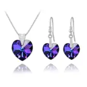 Silver Heart Pendant Necklace Jewellery Set Heliotrope