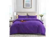 LINENOVA All Size Bed Ultra Soft 3 Pcs Quilt Cover Set Purple