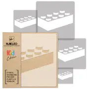 5x reusable PLASTIC Stencils / 13.4" to 3.5"/ Nursery KIDS Template / LEGO #2