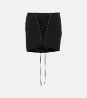 [Alessandra Rich] Alessandra Rich Lace-up cotton-blend miniskirt AU 4 black