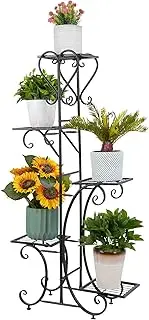UNHO Plant Stand Indoor Outdoor Flower Stand Metal Plant Pot Holder Rack Flower Display Stand for Garden Patio Office Black 22.4" x 42"