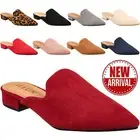 NEW Women's Flat Mules Pointed Toe Backless Slip on Slides Loafer Shoes Comfy