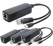 ANVISION 4-Pack 5V PoE Splitter, 48V to 5V 2.4A Micro USB Plug, IEEE 802.3af Compliant, for IP Camera, Dropcam or Raspberry Pi and More
