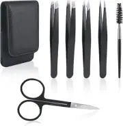 Eyebrow Tweezers Set, 6 Pieces Professional Stainless Steel Precision Tweezer...
