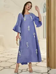 Muslim Women Maxi Dress Kaftan Beads Abaya Dubai Turkey Evening Caftan Arab Gown