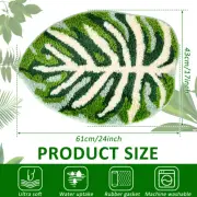 Green Leaf Mat Non Slip Palm Shaped Bathroom Mat Super Absorbent Bathroom grdxi