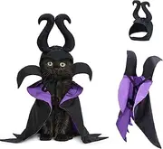 ShuRung Puppy Halloween Witch Shaped Costume Cat Purple Vampire Cape Puppy Wizard Devil Horns Hat Pet Holiday Outfit for Cat Small Dog