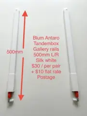 Blum Antaro Tandembox gallery rails 500mm depths , in Silk White.
