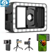 APEXEL Universal Phone Clip LED Fill Light 3 Lighting Mode for Mobile Macro Lens