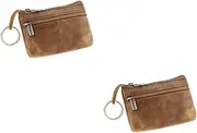 [SAFIGLE] 2pcs Mini Wallet Zippered Holder Keychain Wallet Men Purse Portable Purse