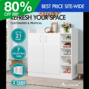 ALFORDSON Shoe Cabinet Storage Rack Drawer Organiser Shelf 21 Pairs White