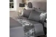 Silver Grey Stone Crushed Velvet Soft Quilt Doona Duvet Cover PIllowcase Set