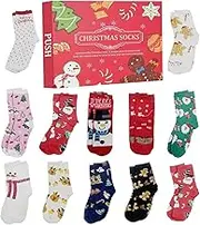 Socks Advent Calendar for Adults Men Women, 12 Pairs Christmas Warm Cotton Socks, Funny Socks Countdown to 2024 Christmas, 24 Days Surprise Christmas G-ifts