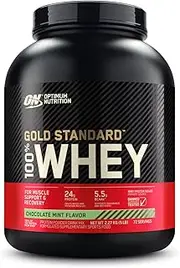 OPTIMUM NUTRITION Gold Standard 100% Whey Protein Powder, Chocolate Mint, 2.27kg - [2024/2025 plastic neck band packaging may vary]