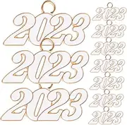 COHEALI 10pcs 2023 Charm Beads Metal Keychain Pendant Bag Hanging Ornament for Jewelry Set
