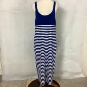 J. Crew Sleeveless Cyan Blue & Ivory Sweater Dress In Stripe NWT XXL