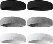 [BEACE] Sweatbands Sports Headband/Wristband for Men & Women - 3PCS / 6PCS Moisture Wicking Athletic Cotton Terry Cloth Sweatband for Tennis, Basketball, Running, Gym, Working Out
