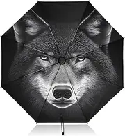 [PDZRMY] Wolf Head UV Protection Travel Umbrella Compact for Rain and Sun - Auto Open and Close UPF 50+ Windproof Portable 46” Sun Umbrella for Women and Men