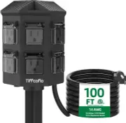 100 FT Extension Cord with 6 Grounded Outlets - Safe Outdoor Power Solution