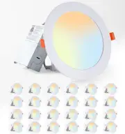 LEDIARY 24 Pack 6CCT LED Recessed Lighting 6 inch, 2500K-5000K Selectable